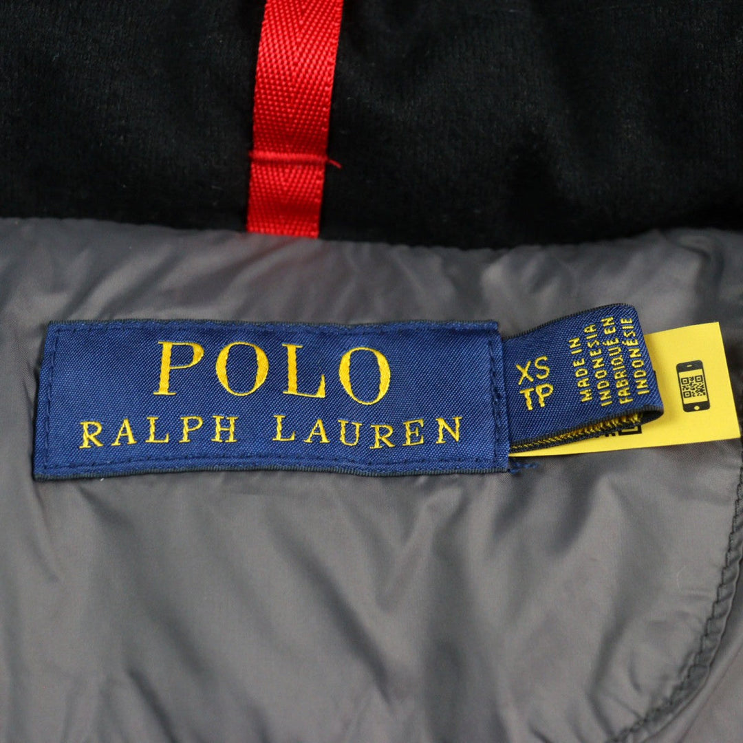 POLO RALPH LAUREN Down jacket Outer: 100% polyester, Part: 93% polyester, Part: 7% elastane (polyurethane), Lining: 100% nylon, Filling: 75% down black mens XS Used Authentic