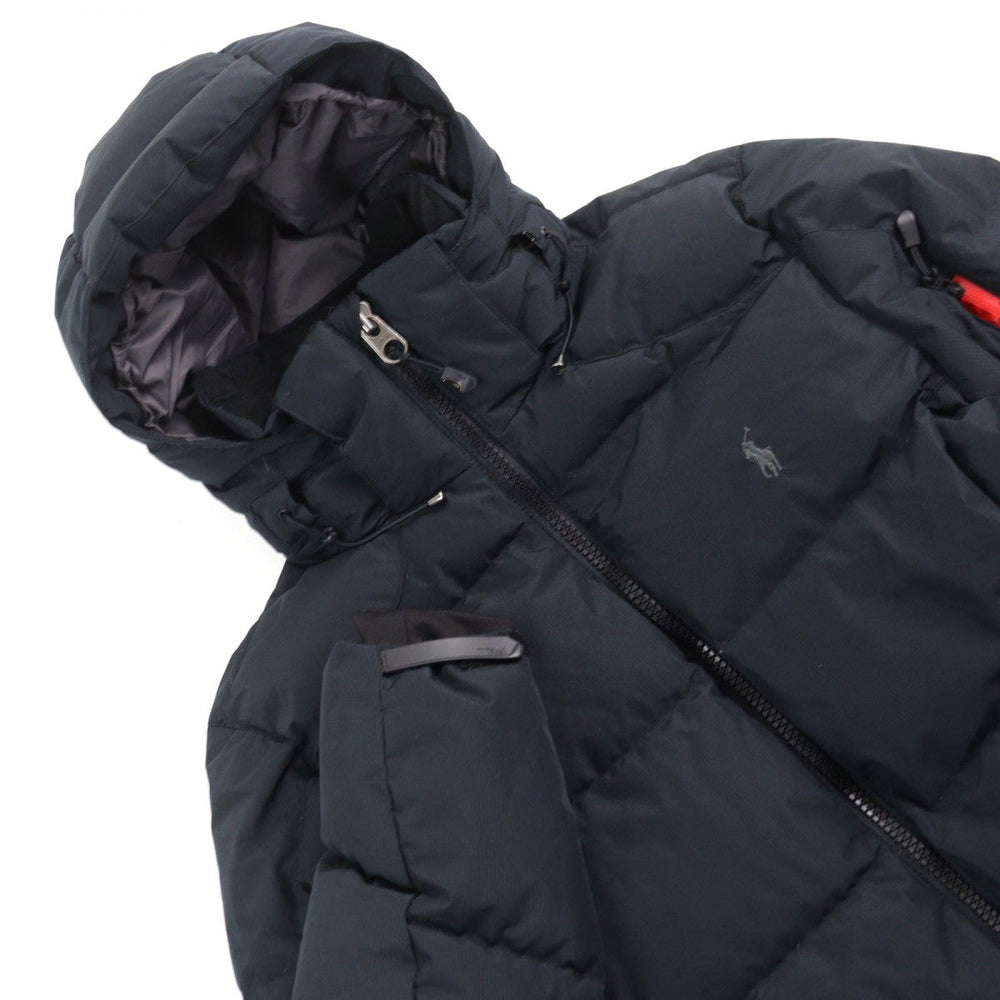 POLO RALPH LAUREN Down jacket Outer: 100% polyester, Part: 93% polyester, Part: 7% elastane (polyurethane), Lining: 100% nylon, Filling: 75% down black mens XS Used Authentic