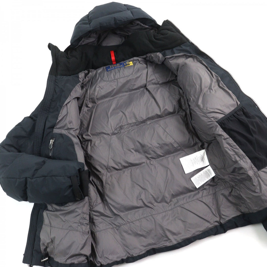 POLO RALPH LAUREN Down jacket Outer: 100% polyester, Part: 93% polyester, Part: 7% elastane (polyurethane), Lining: 100% nylon, Filling: 75% down black mens XS Used Authentic