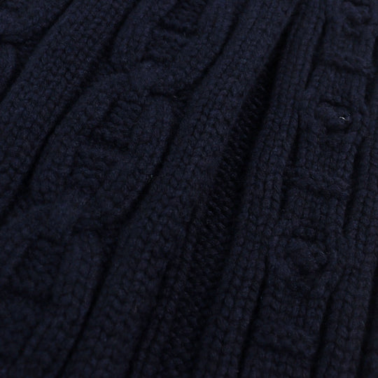 HERMES Scarf Main: 100% cashmere, Leather part: Sheepskin Navy type TRI-MAILLON Tri-Maillon mens Used Authentic