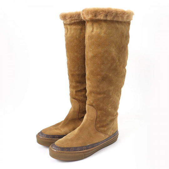 LOUIS VUITTON Knee-high boots Main: Suede leather Brown Snowball Line Women 37 Used Authentic
