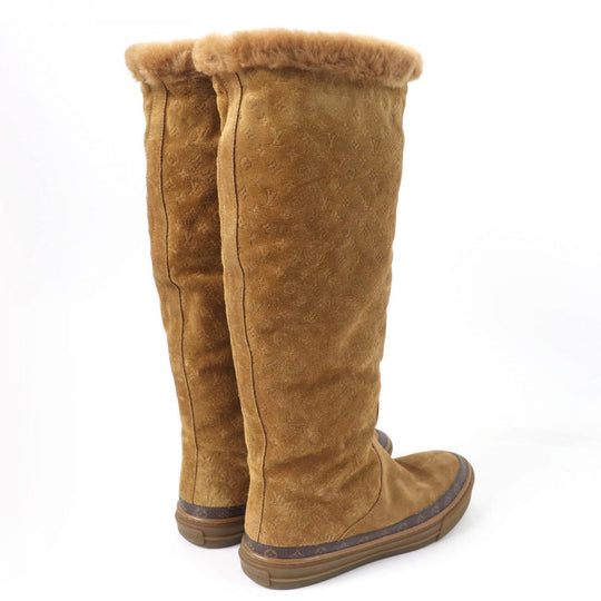 LOUIS VUITTON Knee-high boots Main: Suede leather Brown Snowball Line Women 37 Used Authentic