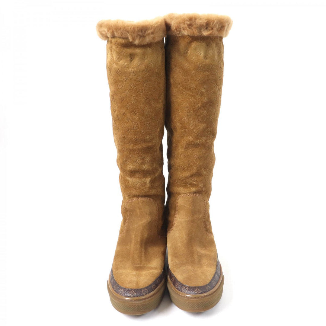 LOUIS VUITTON Knee-high boots Main: Suede leather Brown Snowball Line Women 37 Used Authentic