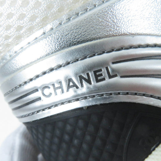 CHANEL Low cut sneakers G39792 Leather, Mesh White Silver 36