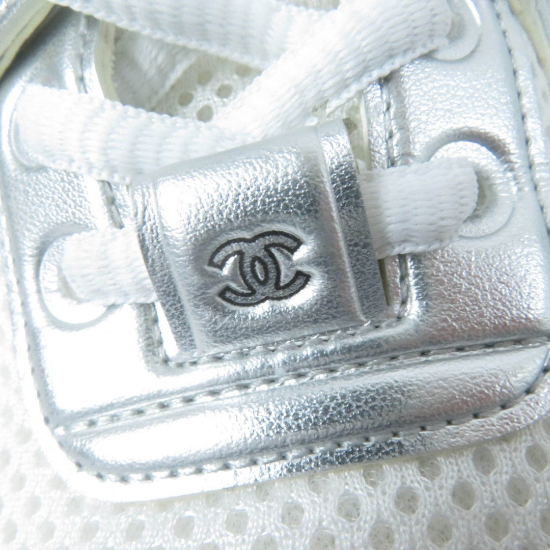 CHANEL Low cut sneakers G39792 Leather, Mesh White Silver 36