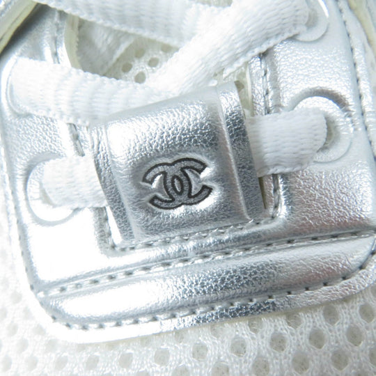 CHANEL Low cut sneakers G39792 Leather, Mesh White Silver 36