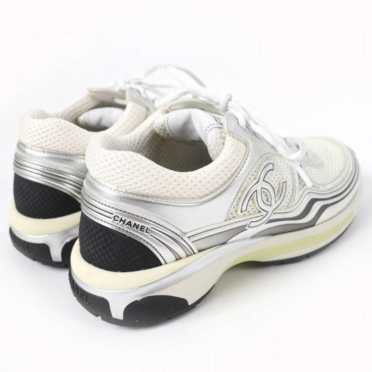 CHANEL Low cut sneakers G39792 Leather, Mesh White Silver 36