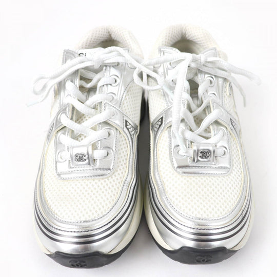 CHANEL Low cut sneakers G39792 Leather, Mesh White Silver 36