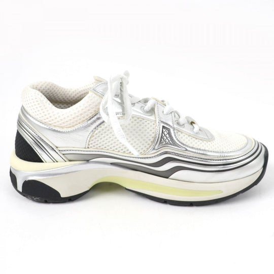 CHANEL Low cut sneakers G39792 Leather, Mesh White Silver 36