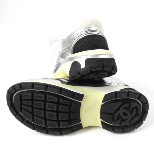 CHANEL Low cut sneakers G39792 Leather, Mesh White Silver 36