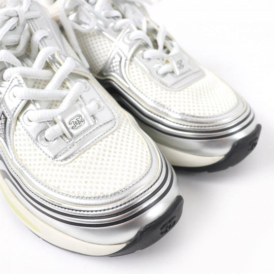 CHANEL Low cut sneakers G39792 Leather, Mesh White Silver 36