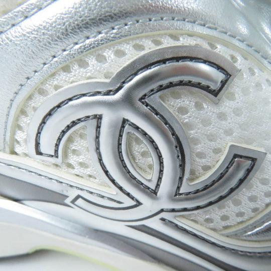CHANEL Low cut sneakers G39792 Leather, Mesh White Silver 36