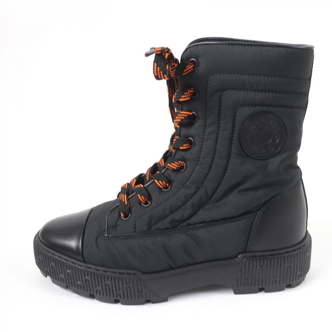HERMES short boots Parachute Fabric , Leather black fresh Women 37 Used Authentic