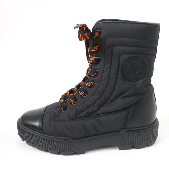 HERMES short boots Parachute Fabric , Leather black fresh Women 37 Used Authentic