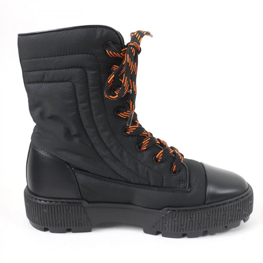 HERMES short boots Parachute Fabric , Leather black fresh Women 37 Used Authentic