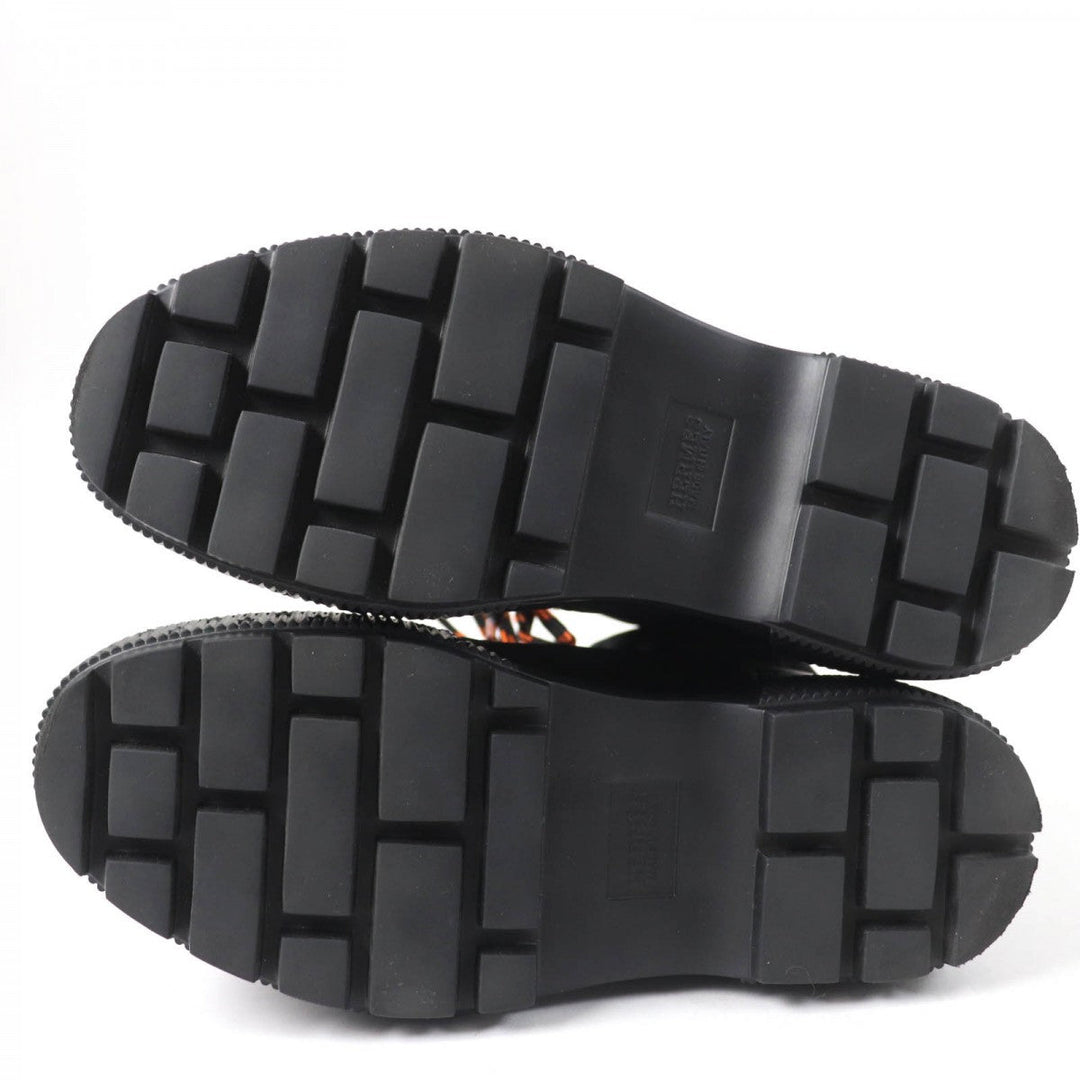 HERMES short boots Parachute Fabric , Leather black fresh Women 37 Used Authentic