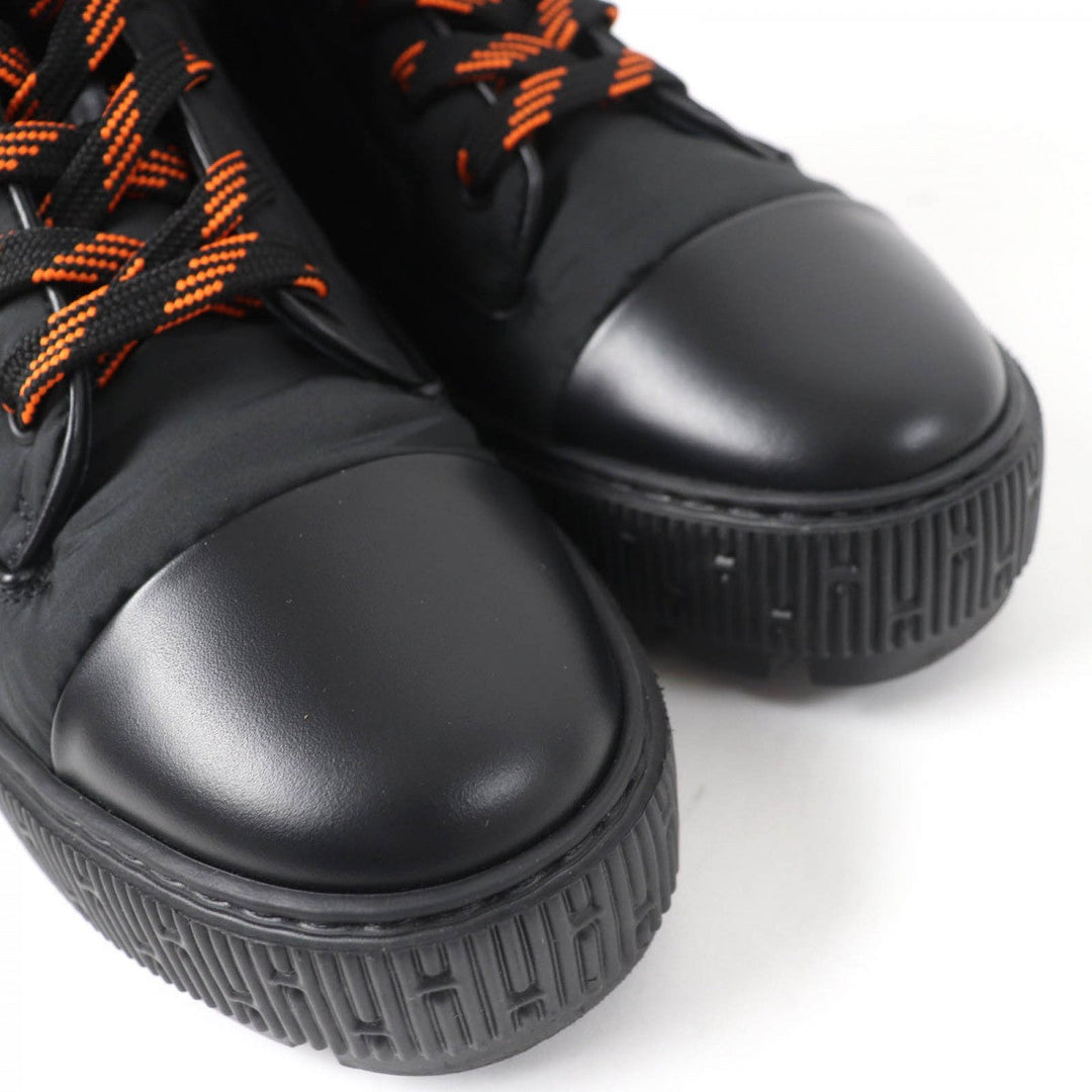 HERMES short boots Parachute Fabric , Leather black fresh Women 37 Used Authentic