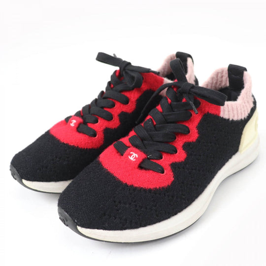 CHANEL Low cut sneakers G35199 Fabric, Leather multicolor Women 36.5 Used Authentic