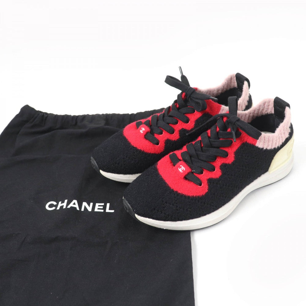 CHANEL Low cut sneakers G35199 Fabric, Leather multicolor Women 36.5 Used Authentic