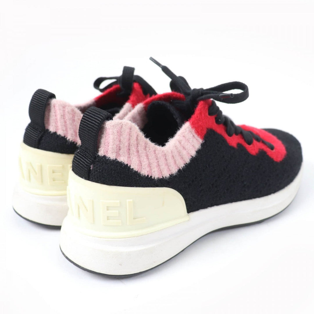 CHANEL Low cut sneakers G35199 Fabric, Leather multicolor Women 36.5 Used Authentic