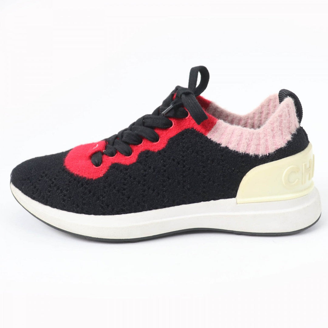 CHANEL Low cut sneakers G35199 Fabric, Leather multicolor Women 36.5 Used Authentic