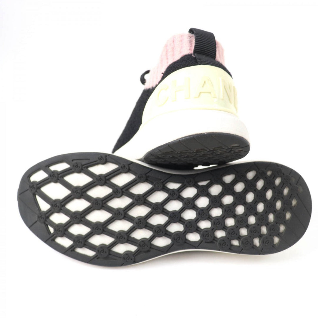 CHANEL Low cut sneakers G35199 Fabric, Leather multicolor Women 36.5 Used Authentic