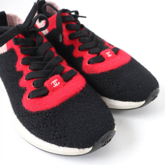 CHANEL Low cut sneakers G35199 Fabric, Leather multicolor Women 36.5 Used Authentic