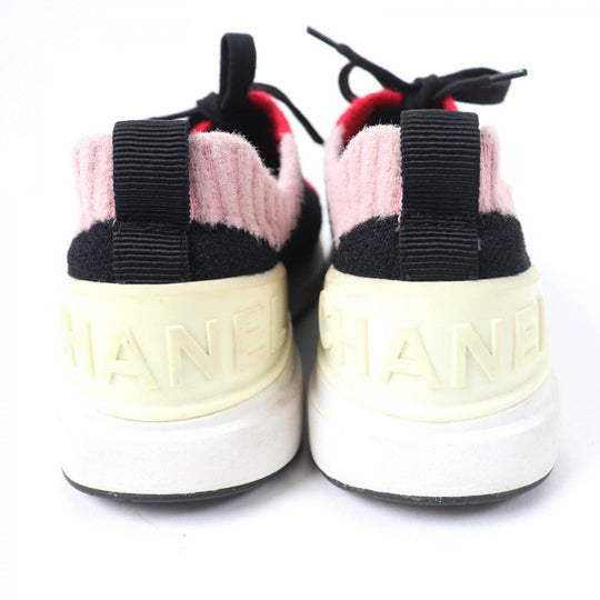CHANEL Low cut sneakers G35199 Fabric, Leather multicolor Women 36.5 Used Authentic