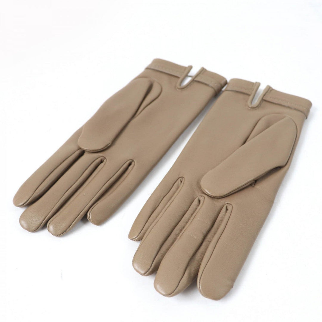 HERMES gloves Main: Lamb leather, Part: 100% silk Etope Dream Love Women 7.5 Used Authentic
