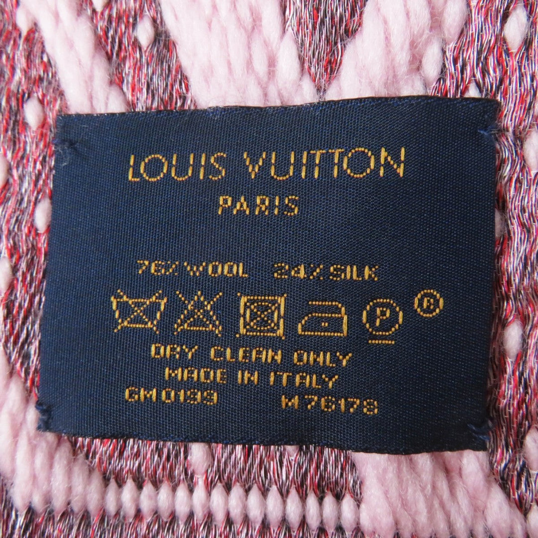 LOUIS VUITTON Scarf M76178 Main: 76% wool, Main: 24% silk Rose valerine Echarpe Logomania Alafori Women Used Authentic