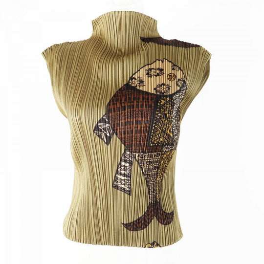 PLEATS PLEASE Cut PP33-JK632 polyester khaki 3