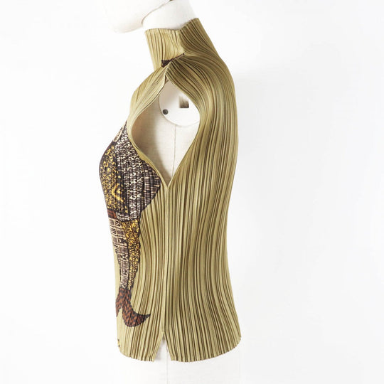 PLEATS PLEASE Cut PP33-JK632 polyester khaki 3