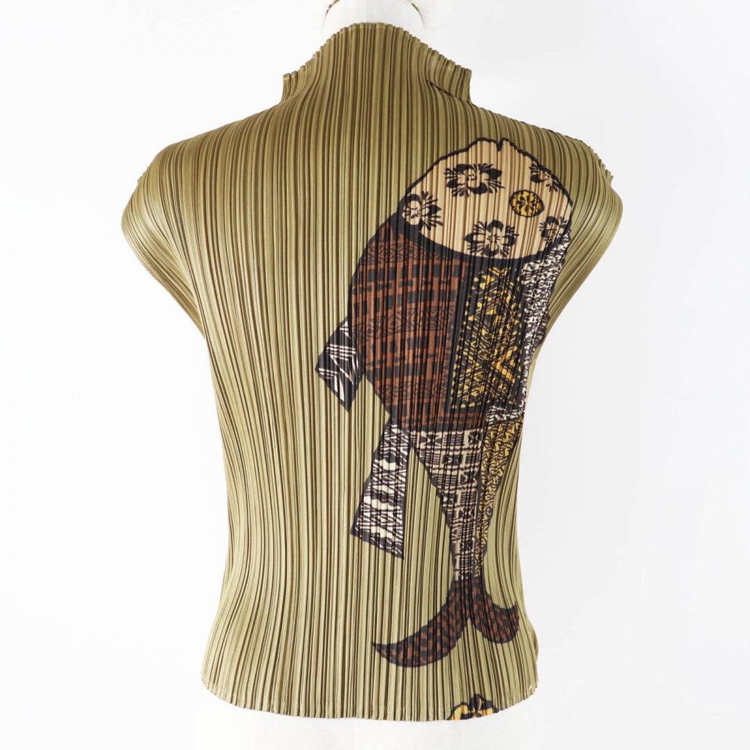 PLEATS PLEASE Cut PP33-JK632 polyester khaki 3