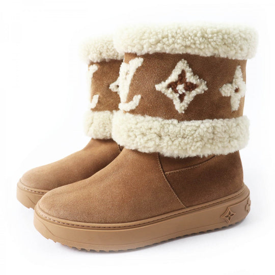 LOUIS VUITTON boots 1A95DS Main: Mouton Brown type Snowdrop Line Women 36 Used Authentic