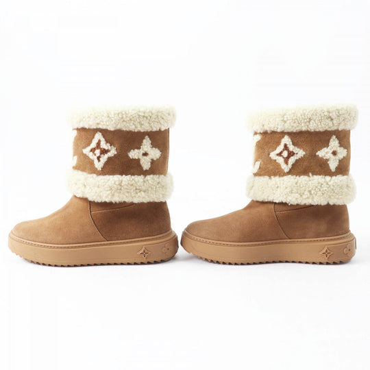 LOUIS VUITTON boots 1A95DS Main: Mouton Brown type Snowdrop Line Women 36 Used Authentic