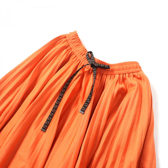 FENDI Pleated skirt FQ7067 Outer material: 53% cotton, Outer material: 44% polyester, Outer material: 3% nylon, Lining: 100% silk Orange Women 40 Used Authentic