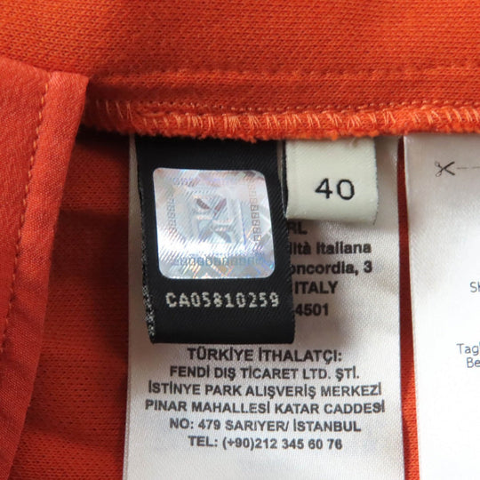 FENDI Pleated skirt FQ7067 Outer material: 53% cotton, Outer material: 44% polyester, Outer material: 3% nylon, Lining: 100% silk Orange Women 40 Used Authentic