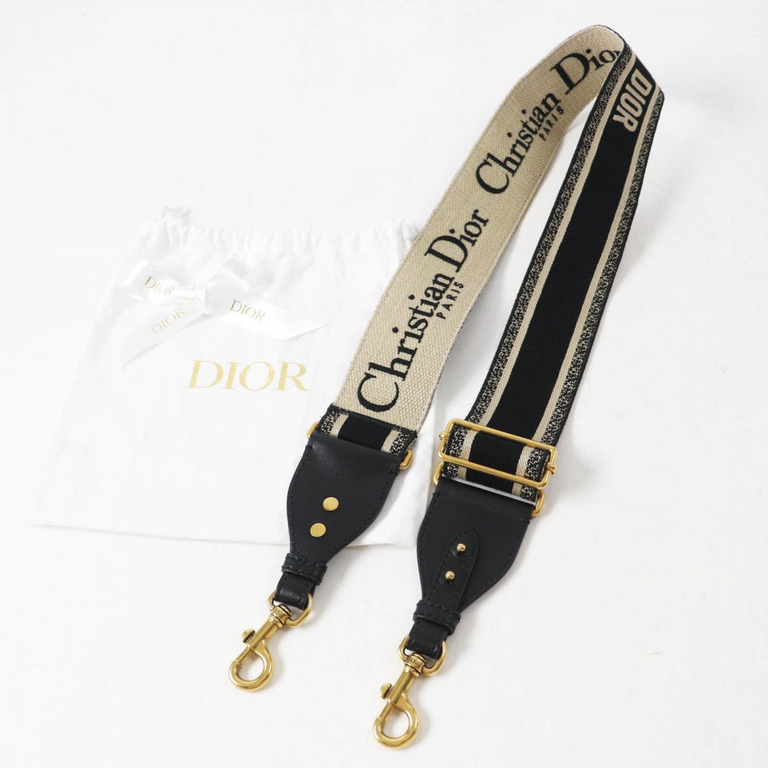 Christian Dior Shoulder strap S8558CTZQ Main: Canvas, Part: Leather Black beige Embroidery Women Used Authentic