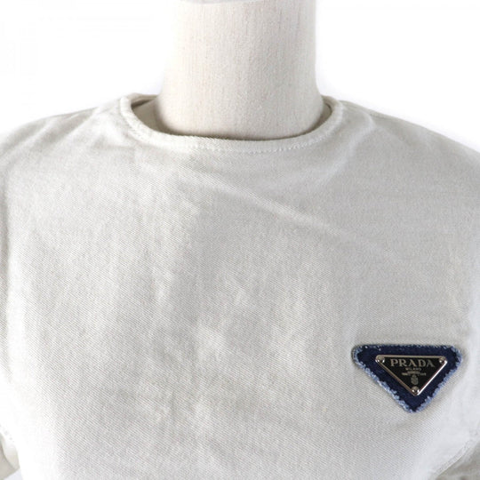 PRADA Cut GFT012 Main: 100% cotton White Indigo Women 36 Used Authentic