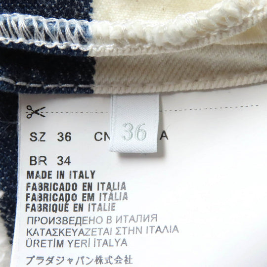 PRADA Cut GFT012 Main: 100% cotton White Indigo Women 36 Used Authentic