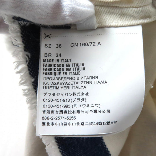 PRADA Cut GFT012 Main: 100% cotton White Indigo Women 36 Used Authentic