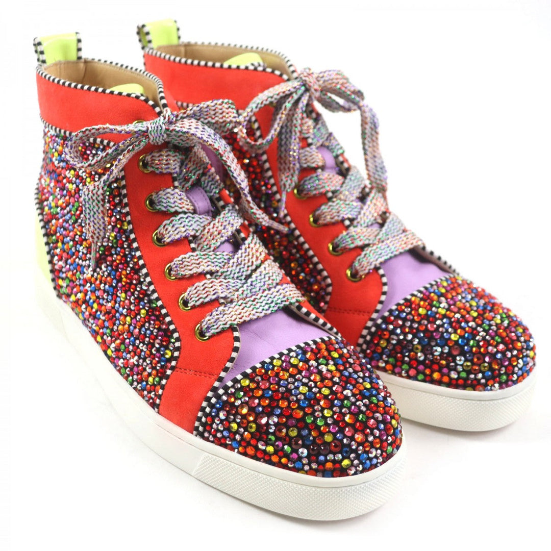 Christian Louboutin High cut sneakers 1160174 Main: suede leather, Main: patent leather, Main: rhinestone Multi mens 40 Used Authentic