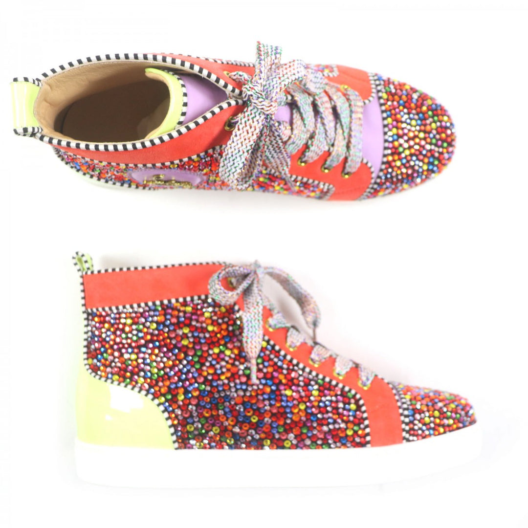Christian Louboutin High cut sneakers 1160174 Main: suede leather, Main: patent leather, Main: rhinestone Multi mens 40 Used Authentic