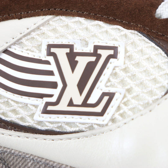 LOUIS VUITTON sneakers 1ACVEF Main: suede leather, Main: leather Brown beige Runaway line mens 8 Used Authentic