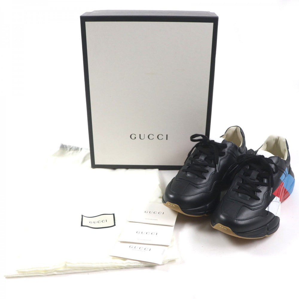 GUCCI sneakers 523535 leather black Rhyton 8