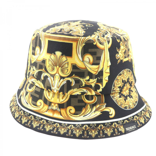 FENDACE  hat FXQ698 Main: 100% silk Black Yellow Brown mens M Used Authentic
