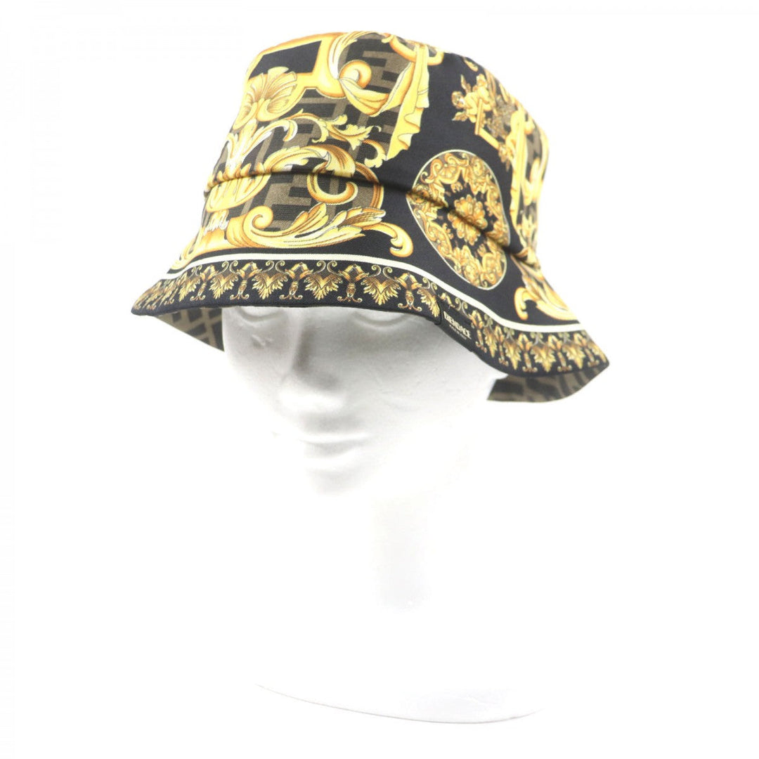 FENDACE  hat FXQ698 Main: 100% silk Black Yellow Brown mens M Used Authentic