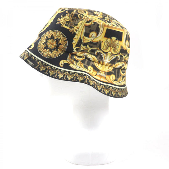 FENDACE  hat FXQ698 Main: 100% silk Black Yellow Brown mens M Used Authentic