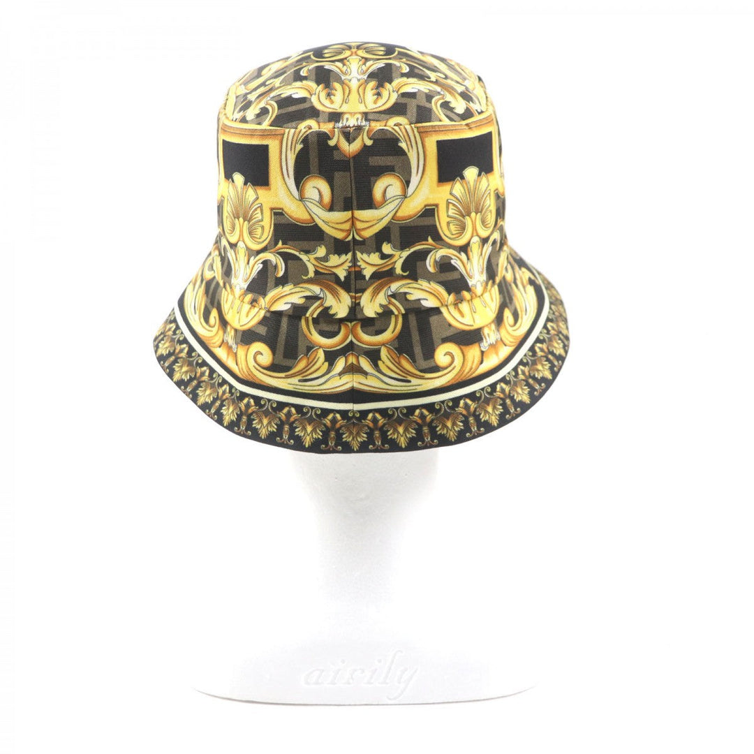 FENDACE  hat FXQ698 Main: 100% silk Black Yellow Brown mens M Used Authentic