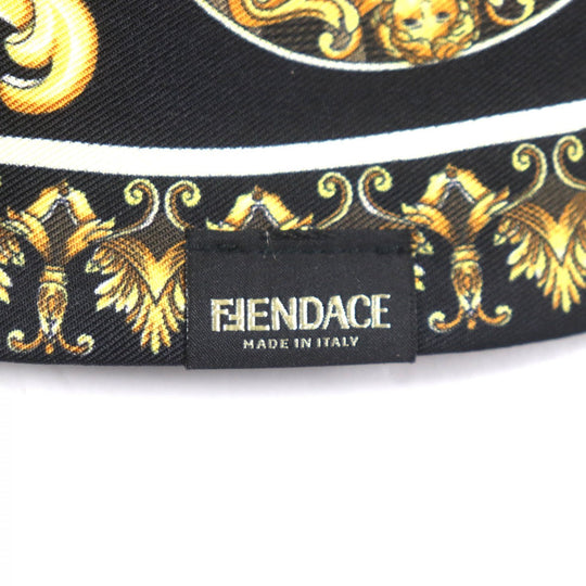 FENDACE  hat FXQ698 Main: 100% silk Black Yellow Brown mens M Used Authentic